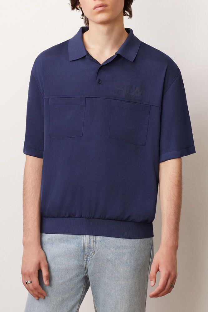 Fila ポロシャツ メンズ ネイビー Fenix Shirt 8940-RSINK